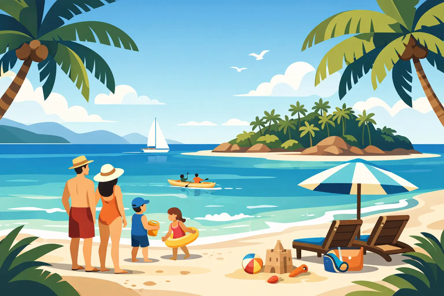 Family Island Beach Day Example in Noumea