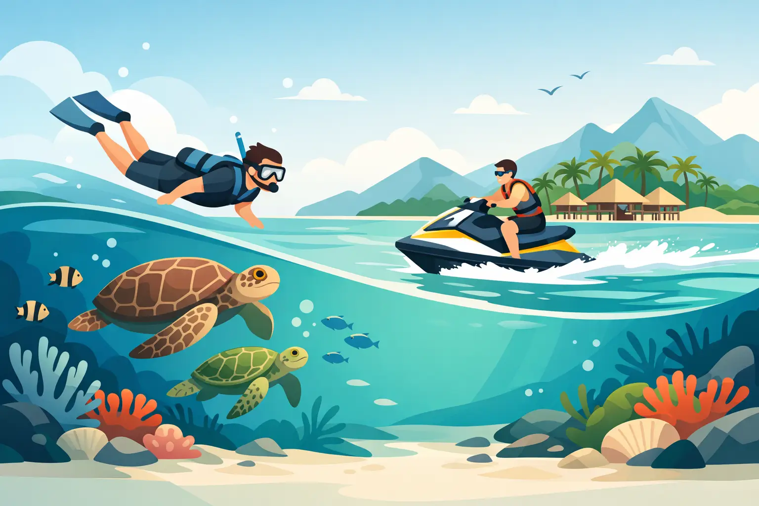Swim With Turtles and Hire Jet Ski on Master Island