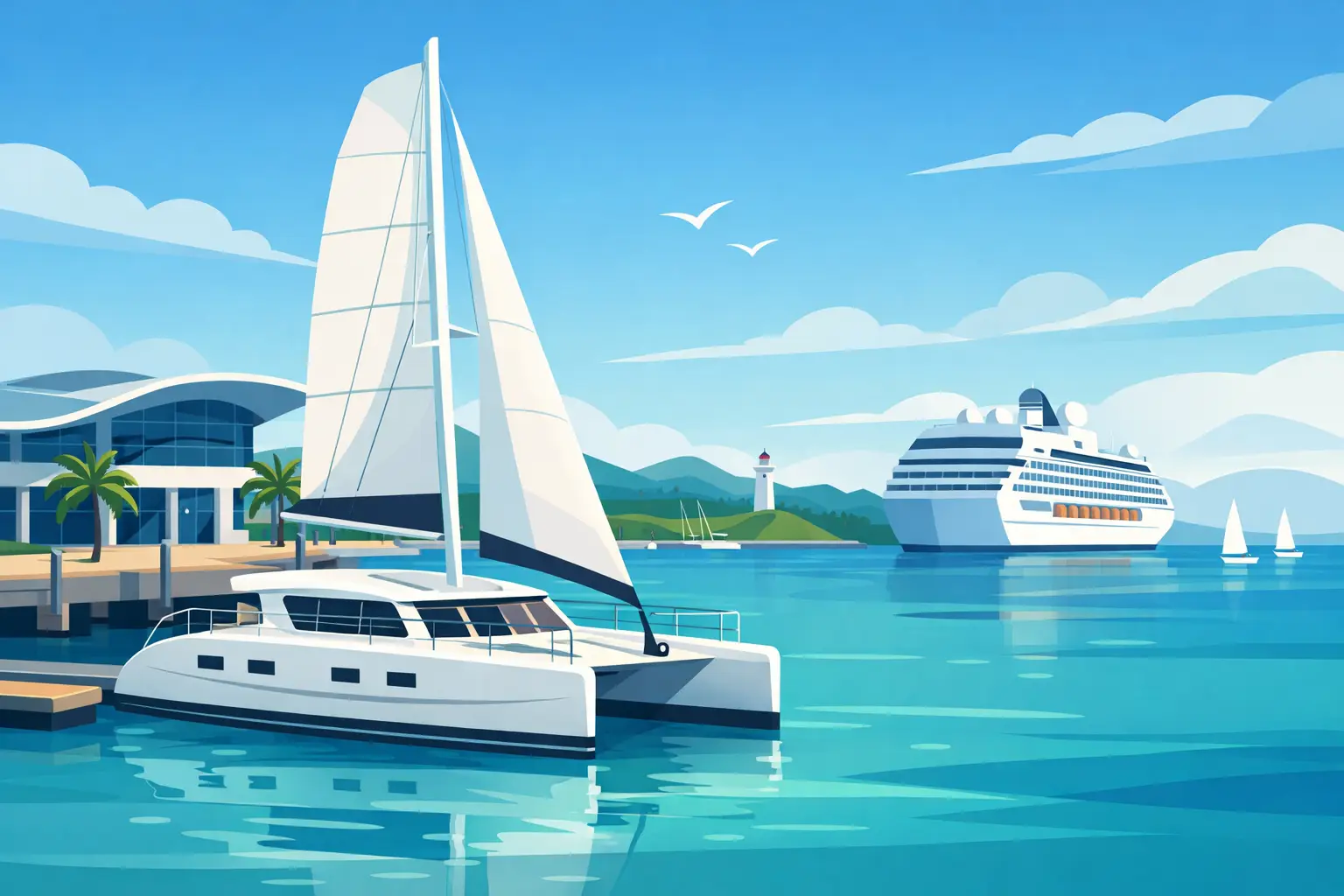 Hire a Sailing Catamaran at Noumea Cruise Terminal