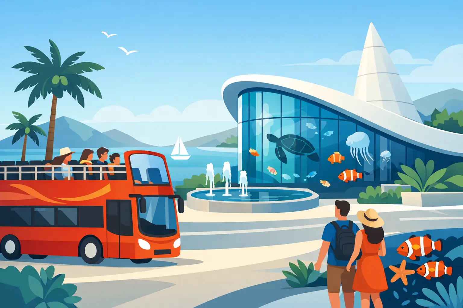 Noumea Aquarium With Hop-On Hop-Off Bus Guide