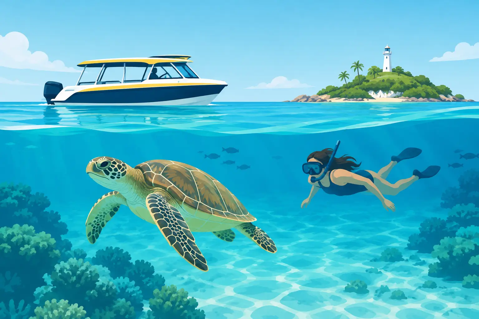 Swim With Turtles at Amédée by Water Taxi